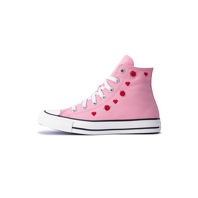 Converse Chuck Taylor All Star Rose Pattern Fashion Versatile Casual High Top Canvas Shoes Kids Sneakers Pink A12624C