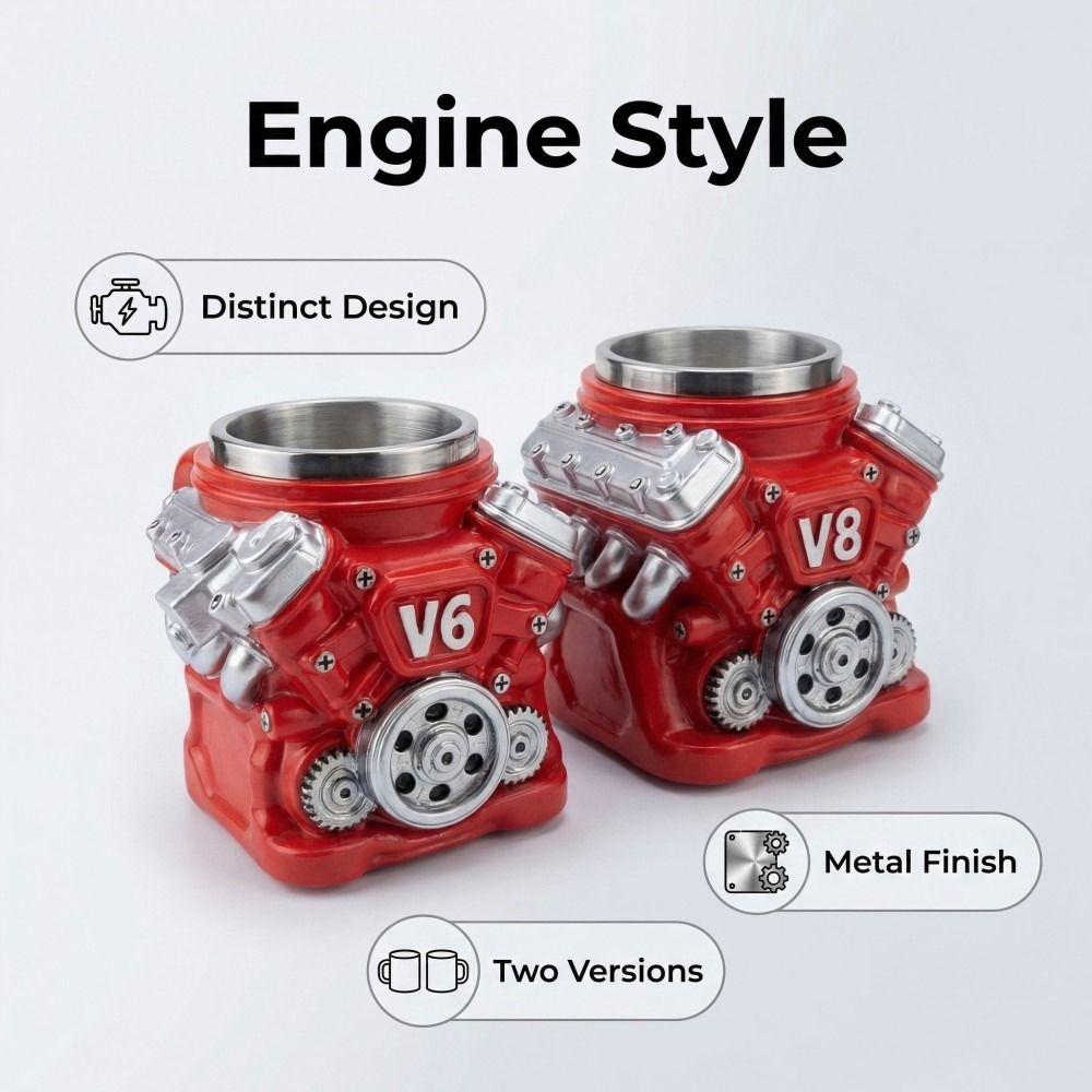 Retro V8 Motoren Roestvrijstalen Beker met Handvat Isolatie Auto Mok Geschenken voor Mannen en Jongens