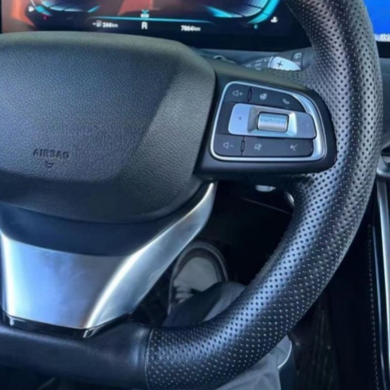 Hand-stitched Black Comfy Breathable  Leather Breathab Car Steering Wheel Cover For Chery Exeed LX TXL -