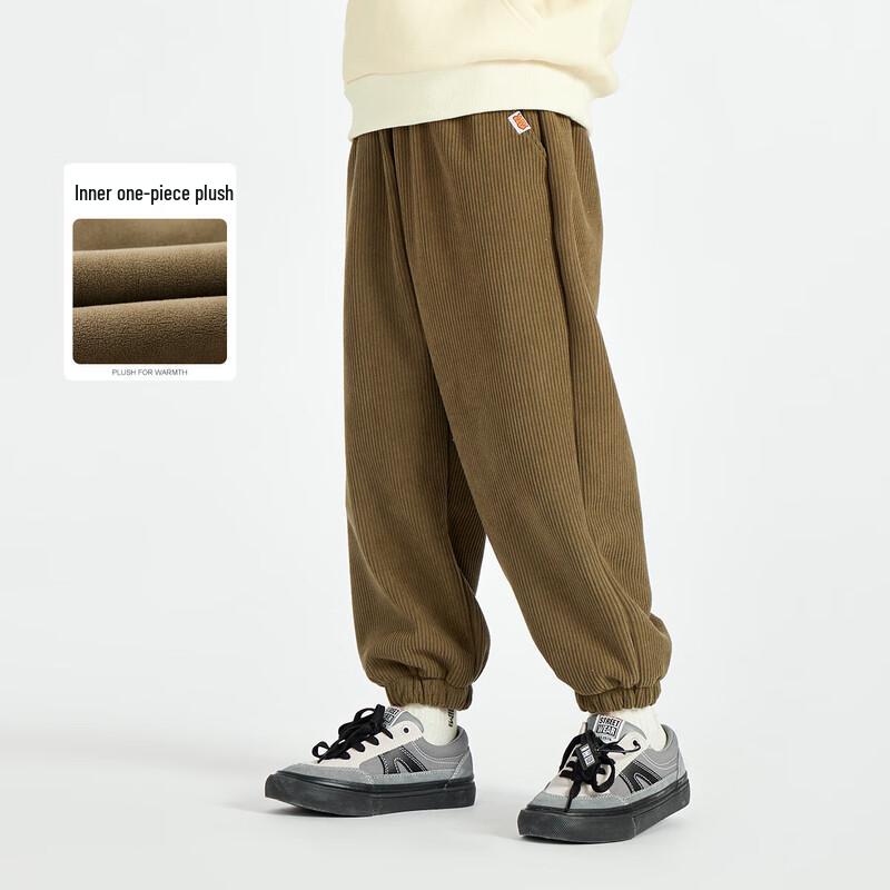 DuoDuoJia Boys  Winter Fleece-Lined Corduroy Jogger Pants 110