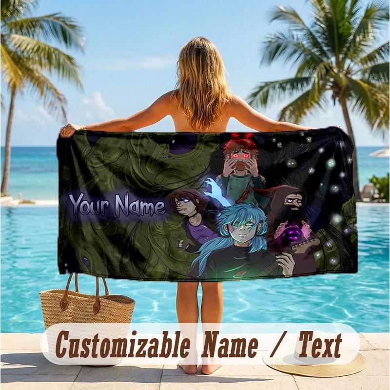 Custom Text Beach Towel, Soft Absorbent Swimming Multi-use TowelSally Face