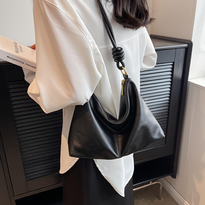

High-End Soft-Touch Shoulder Bag for Women Geometric Wide Strap Crossbody Commuter Bag, Fashionable чёрный