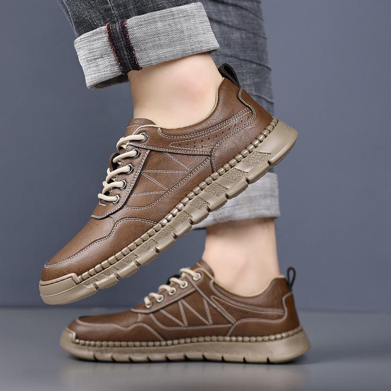 Fashion Fashion Lace Up Mens Casual Shoes Lightweight Leather Man Treking footwear Board Shoes Outdoor Sports Sneakers Hiking Trainers