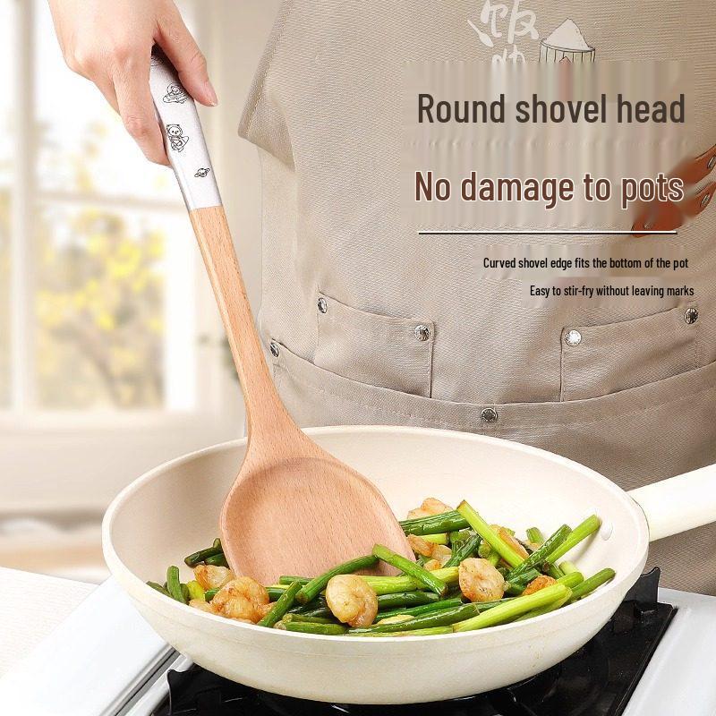Beech Wood High-Temperature Resistant Spatula Set for Non-Stick Pans