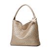 PU Braided Shoulder Bag Large Capacity Bucket Bag Lazy Tote Bag Travel Tote Bag