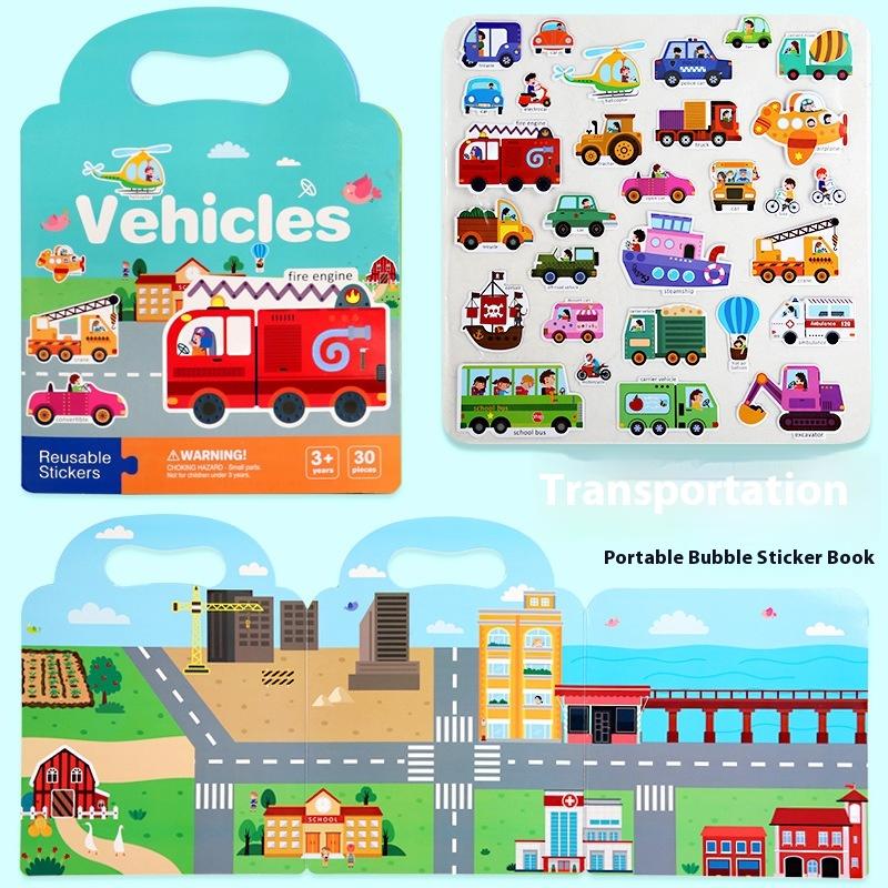 1 Set Kinder Tragbar Wiederverwendbar Leise Beschäftigt Kleben Ein Buch Kinder DIY Stickerbuch Blasen Szene Sticker Gelee Paste Spielzeug