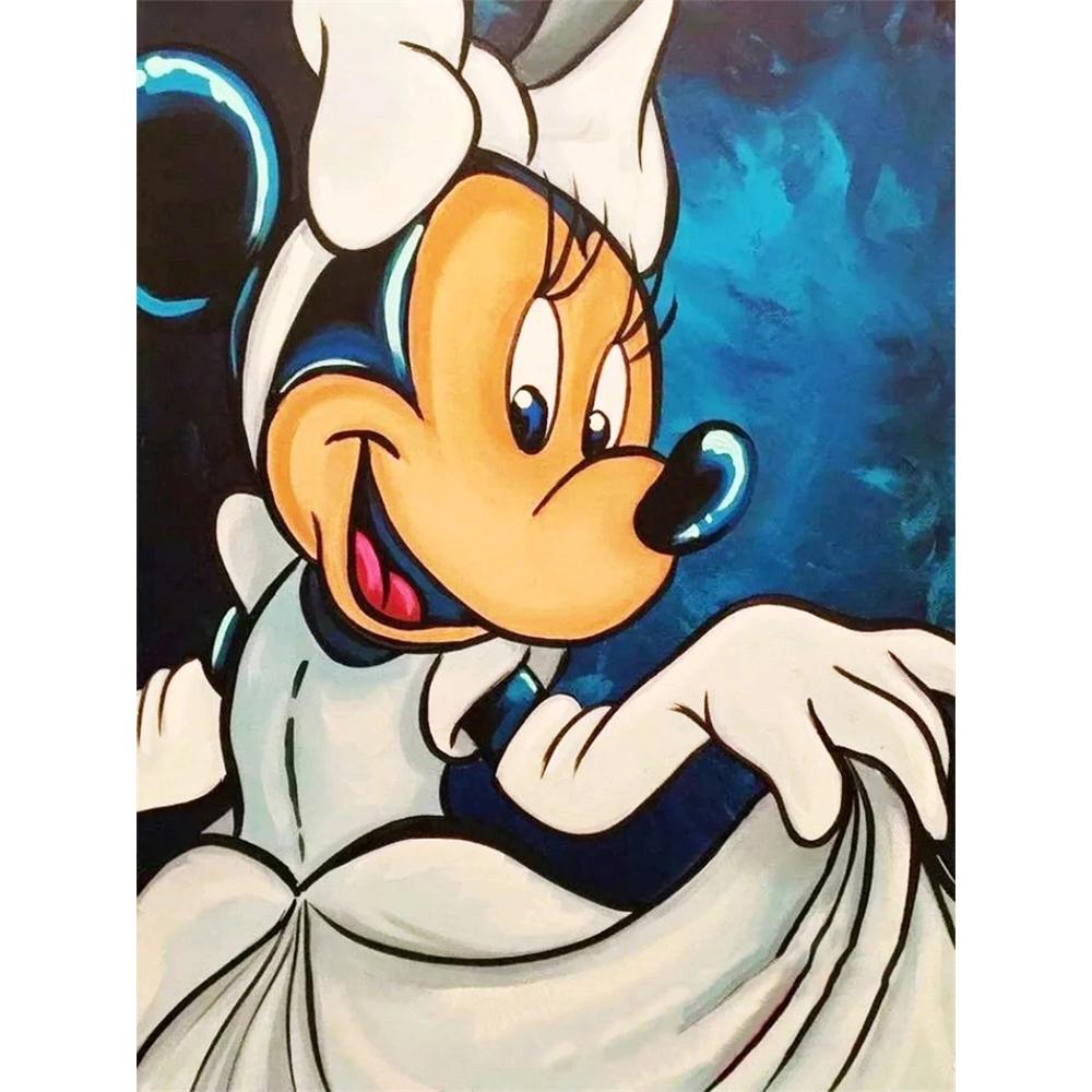 

Disney Diamond Painting Minnie Mouse Oil Painting Style Dress Illustration Mosaic Art DIY Cross Stitch Embroidery Set Full Diamond Home Decor Gift Round 20x30cm