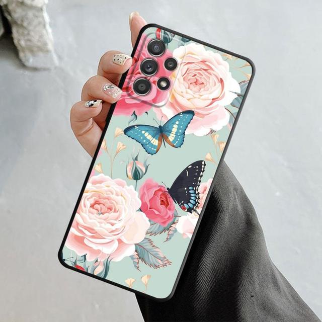 Bling ästhetische Schmetterling Rose Kunst Fall für Samsung Galaxy A14 A73 A53 A71 A51 A31 A33 A22 A12 A21s A13 A32 A52s A72 A52 A23