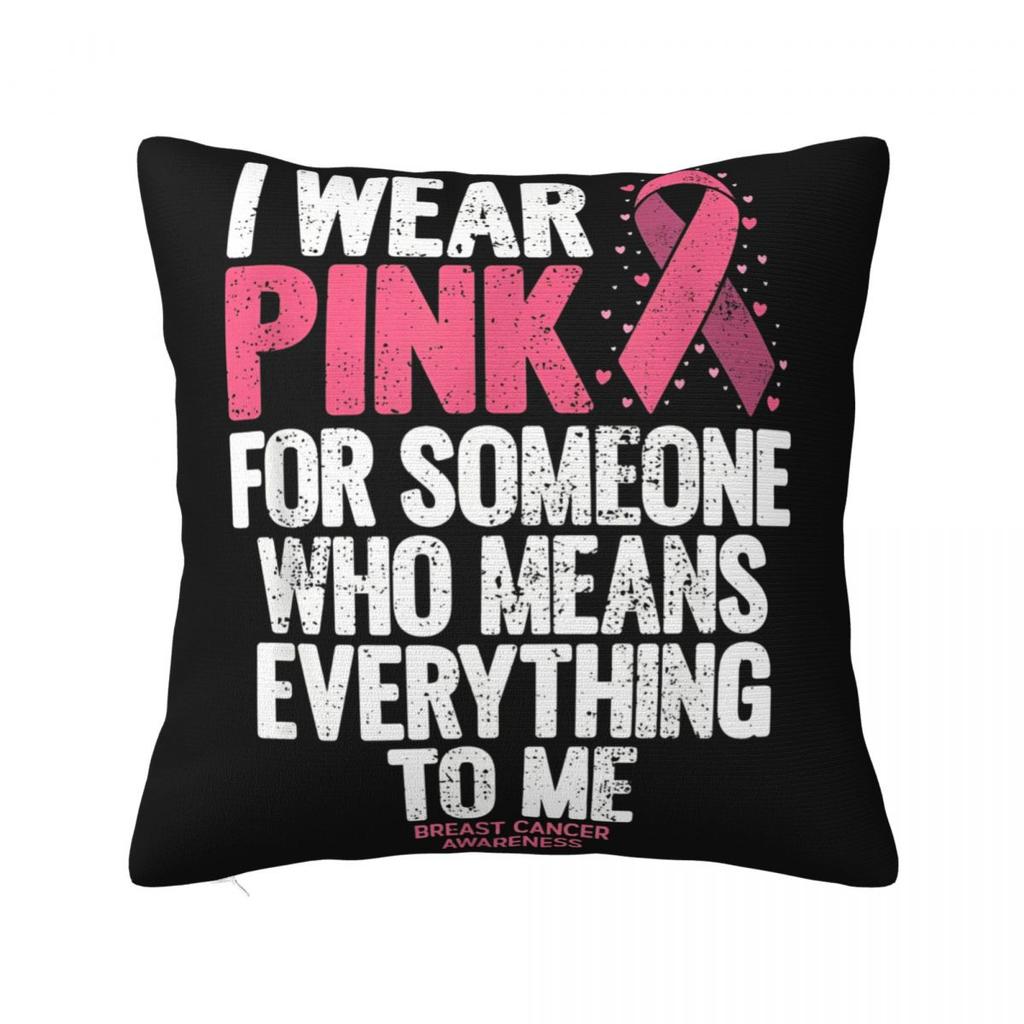 For Breast Cancer Support With Pink Ribbon Pillowcase Polyester Cushion Cover Decor Throw Pillow Case Cover Home Zipper 4040cm