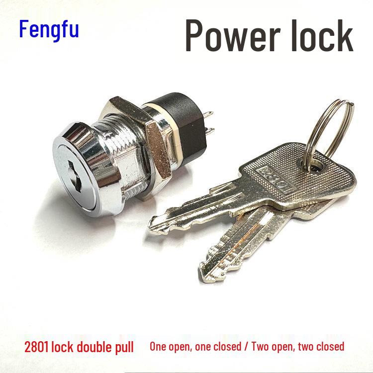 

19mm Power Lock Key Switch: Models 2801, 2802, 2803 - Elevator, Base Station, Outdoor, Forklift Locks 2801 Double Pull 1NO 1NC