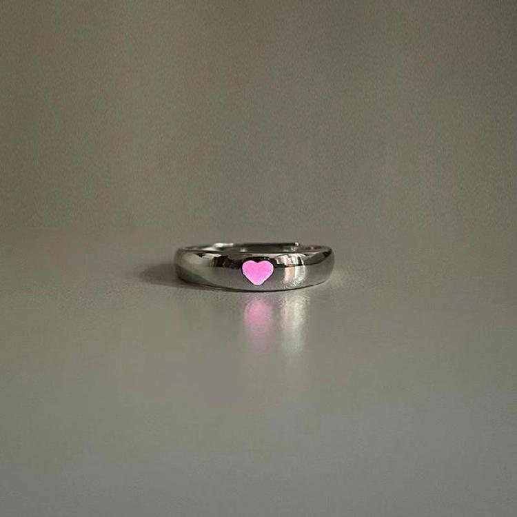 2x Luminous Joint Ring Teen Girl Women Fluorescent Dainty-Blue Love-Heart Rings