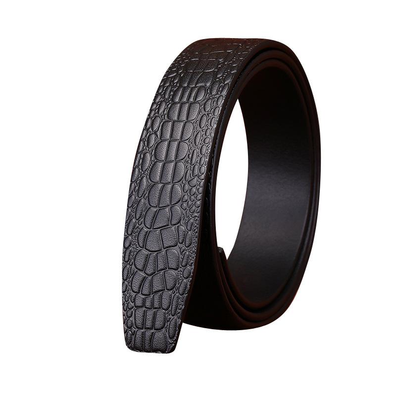 Single-Layer Transparent Dyeing Vegetable Tanned First-Layer Cowhide Automatic Buckle Belt, Men'S Genuine Leather Embossed Crocodile Pattern Belt With