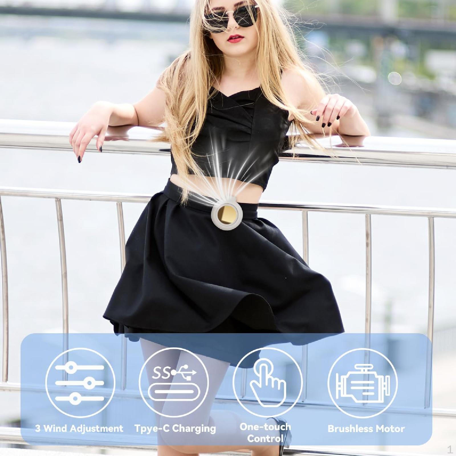 

Portable Mini Waist Fan Clip on Personal Comfortable Summer 3 Speeds USB for Travel Farm