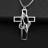 A Stainless Steel Pendant Cross Necklace Is A Religious Prayer Jewelry Talisman For Men Believers As A Gift.
