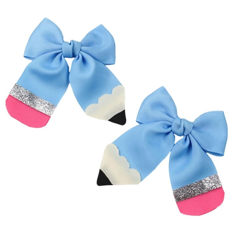 

1 пара детских регулируемых заколок для волос для чирлидинга с дизайном карандаша, легкое украшение для волос в школьном духе синий