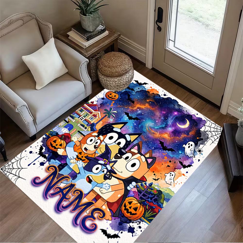 Halloween Friends Trick-or-treat Personalized Text Carpet Suitable for Study Room Foyer Playrooms Entryway Anti-slip Rug Anime Office Decor