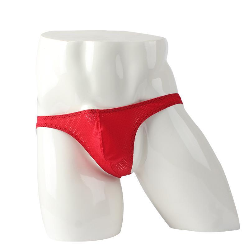 Men's Sexy Low-Rise Nylon Ice Silk Mesh Thong T-Back Underwear