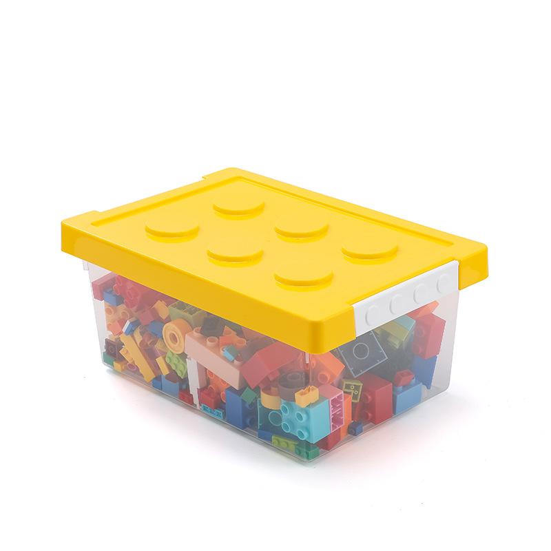 Snap On Building Block Storage Box with Large Capacity Transparent Tape Cover, Classified and Organized Toy Storage Box