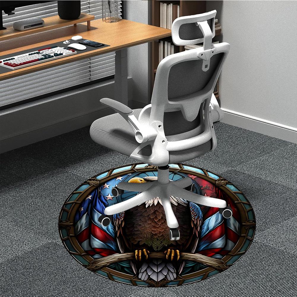 

1PC Eagle Flag Office Round Area Rug, Indoor Mat Suitable ForOffice, Under Office Chairs Bedroom Living Room Home Decor, Room Deco, D114 80cm by 80cm