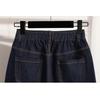 DIMANAF Plus Size 2025 Women Jeans Shorts Elastic Waist Pants Summer Loose Basic High Waist Blue Pants