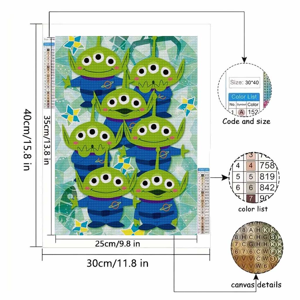 5D Diy Diamond Painting Cute Little Three-eyed Boy Full Drill Rhinestones Mosaic Embroidery Handmade Products Home Decor Gift