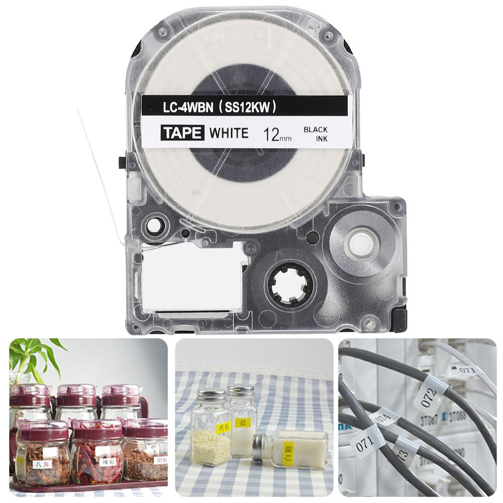 Label Tape Ribbon for KING JIM EPSON Printer Printing Paper Office Supply(12mm black on white)