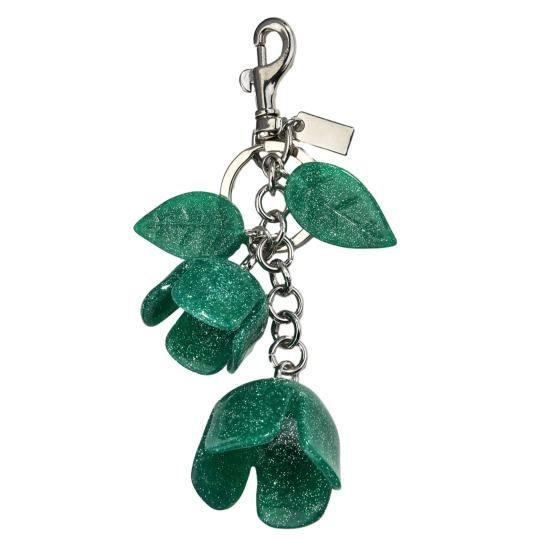 

Keychain Pendant Resin Bud Rose Chain with Design Key Lobster Clasp Bag зелений