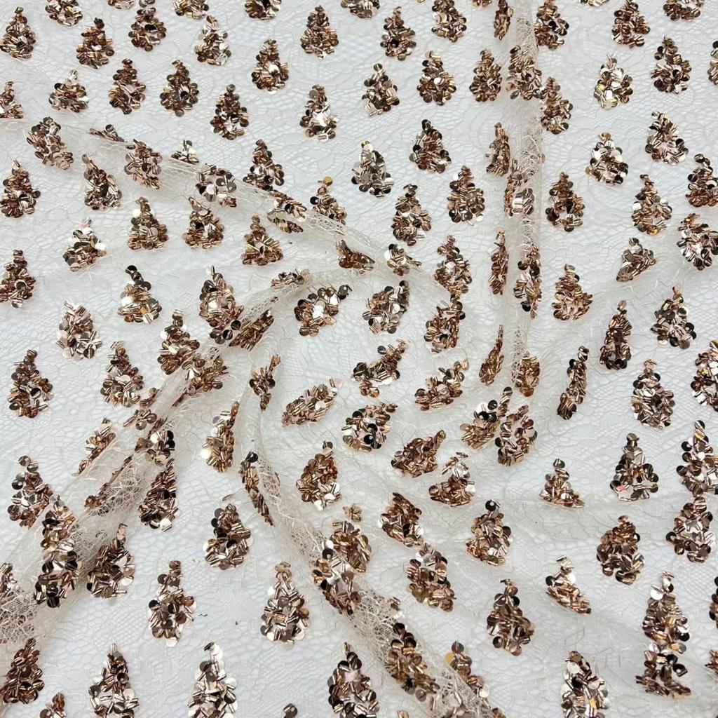 New Fashion Dark Pattern Sequin Embroidery Net Base - Retail & Samples Available