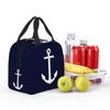 White Anchor On Navy Blue Insulated Lunch Bag for Women Office Cooler Thermal Food Box Tote Portable Lunch Boxes Container