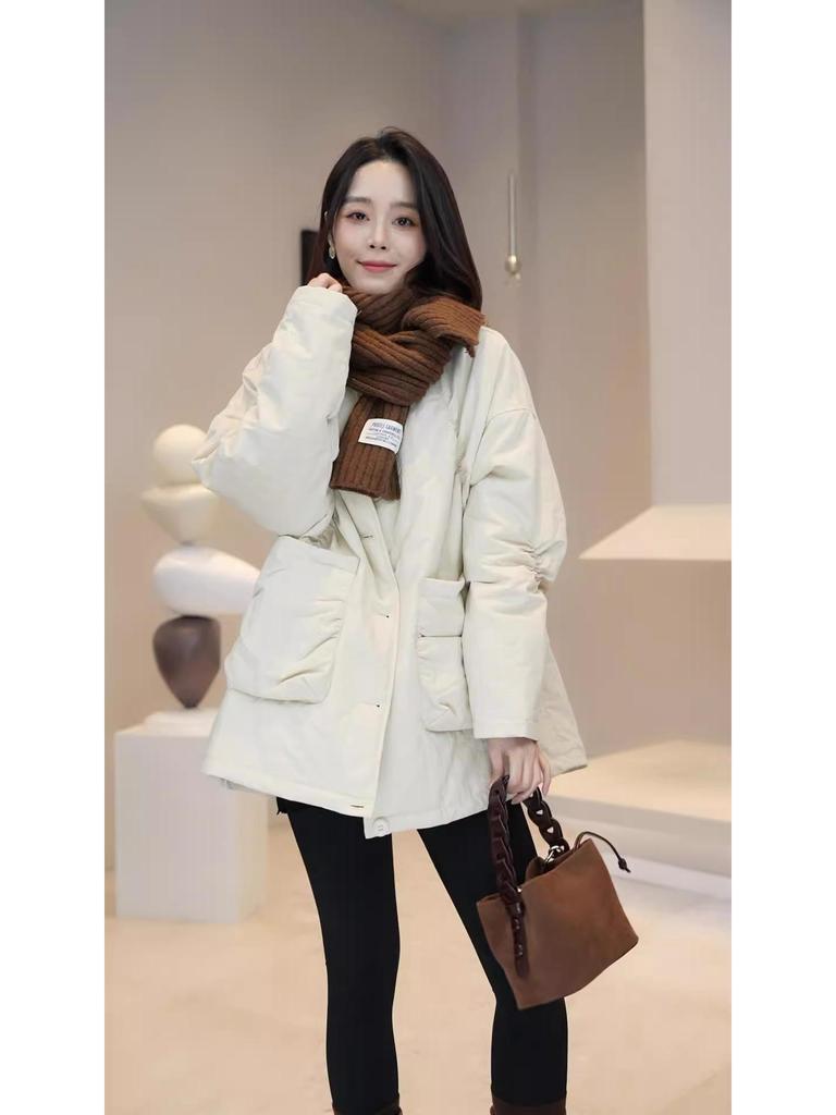 2024 Women's Casual Slimming Mid-Length Cotton Jacket—Lightweight, Warm, and Stylish for Autumn and Winter