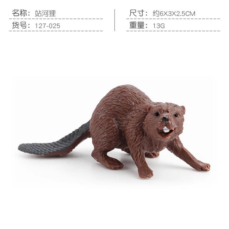 Simulation Forest Animal Set Model 10-Piece Fox Mink Bear Beaver Piglet Desktop Static Ornament Toy Batch