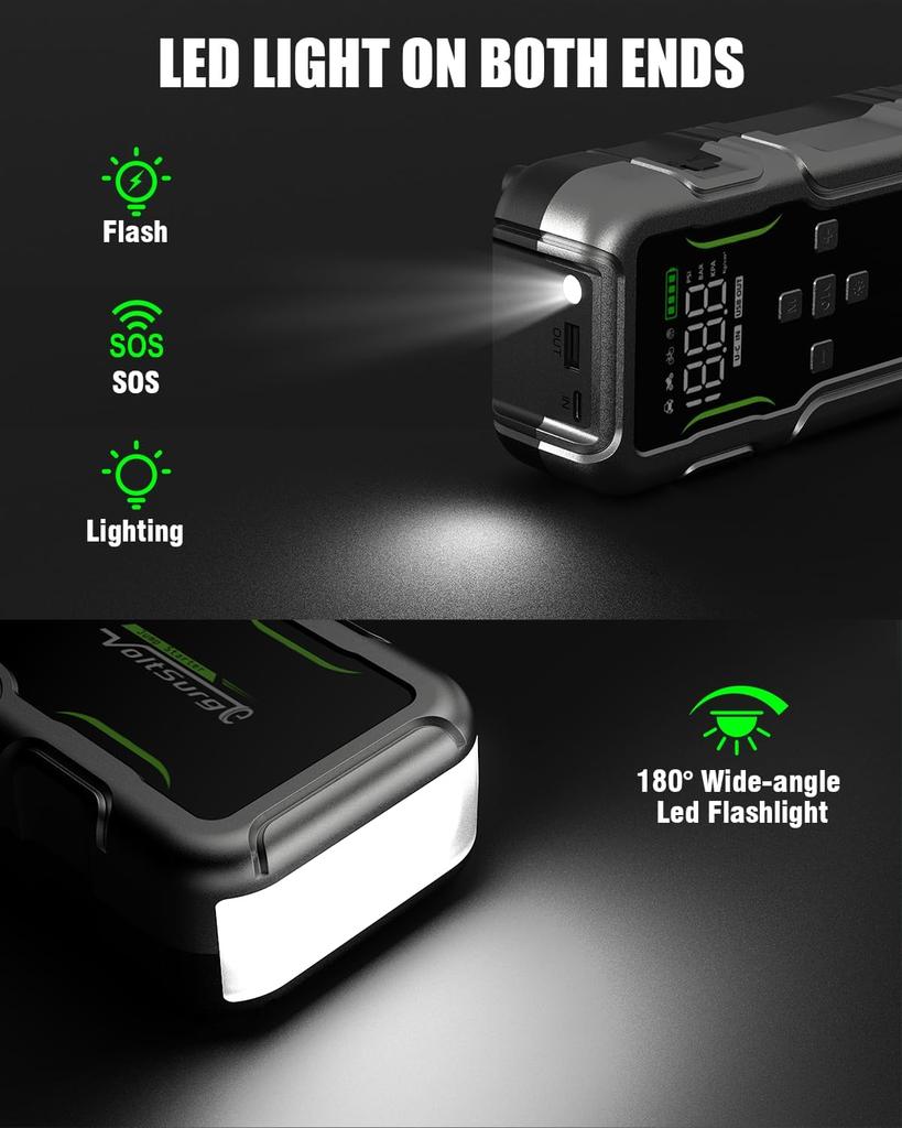 7000A Jump Starter with Air Compressor, 12V Portable Car Jump Box, 150PSI Inflator, LCD Display & Lights