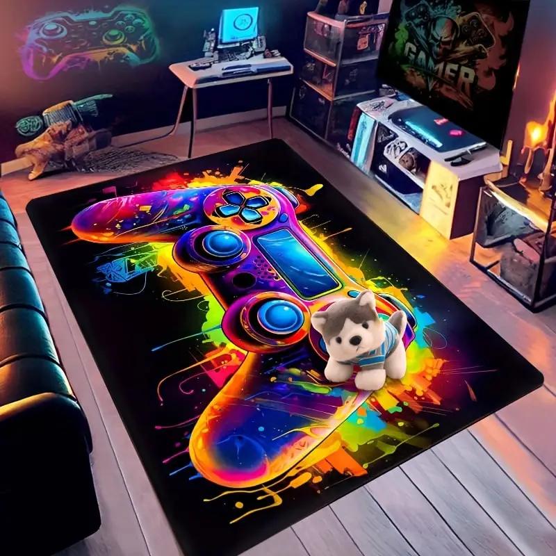 Lebendige 3D Gamepad Themen-Fußmatte Strapazierfähiger Teppich für Jungenzimmer Man Cave Deko Rutschfester Teppich für Spielzimmer Schlafzimmer Wohnbereich