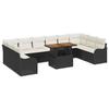 Ensemble de Canapé de Jardin 11 Pièces avec Coussins Noir Poly Rattan, Canapé de Jardin 2 Places avec Rangement et Coussins 3358245