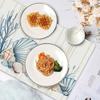 Set di tovagliette con conchiglie e stelle marine, tema costiero, in lino, per decorazione tavolo da pranzo
