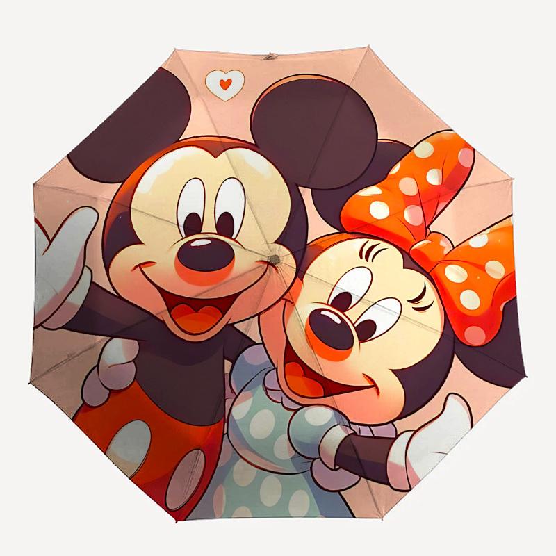 Mickey Mouse, Minnie Mouse Themed Automatic Opening and Closing Umbrella, Brightly Colored 8-rib Portable Umbrella, Suitable for Men and Women, A Perf