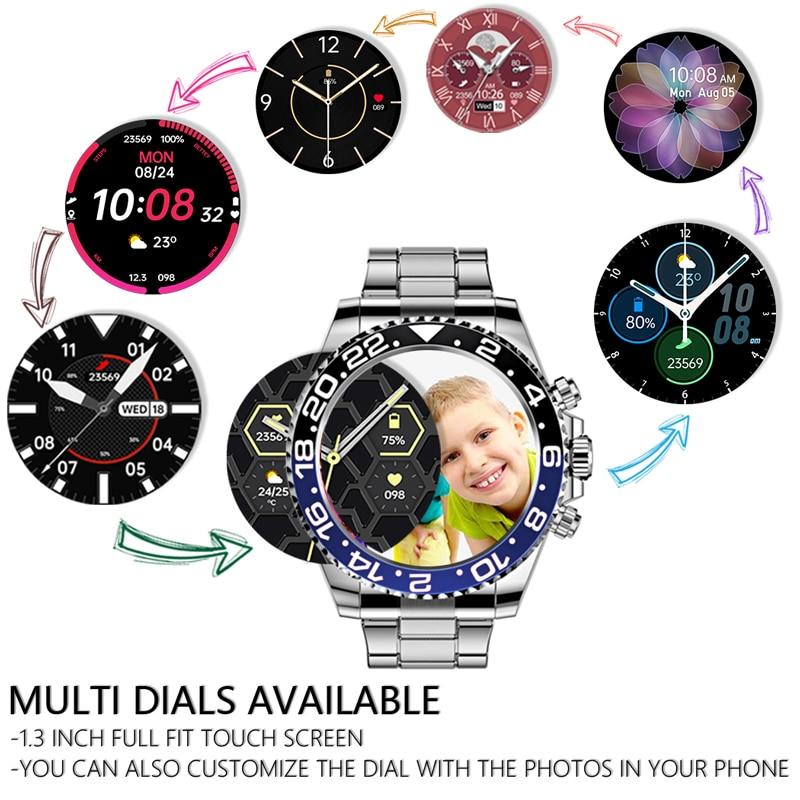 Luxury AW12 Smart Watch Stainless Steel Women Men Full Touch Round Screen Fitness Bluetooth Call Smartwatch