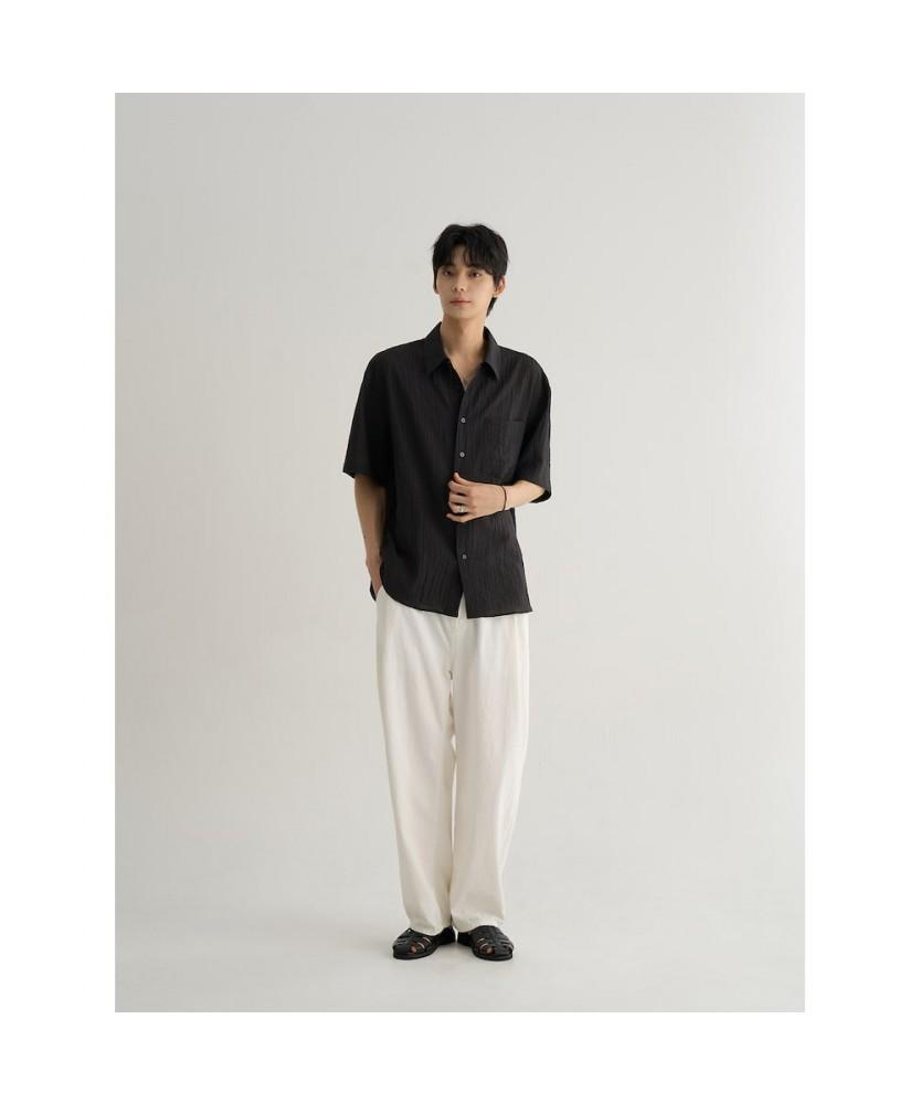 8SECONDS Midi Textured Short Sleeve Shirt Ash
