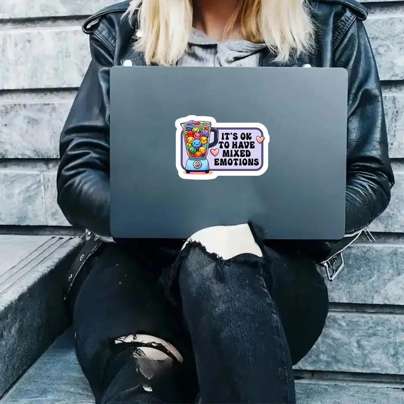 It's Okay To Have Mixed Emotions Sticker,Anxiety Sticker, Affirmation Sticker,Laptop Decal, Mental Health Durable for Laptop, Car, Luggage