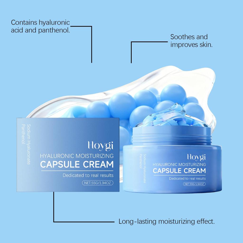 Hyaluronic Acid Moisturizing Capsule Cream Deep Hydration Skin Soothing Improves Texture Barrier Two-Component Moisturizer