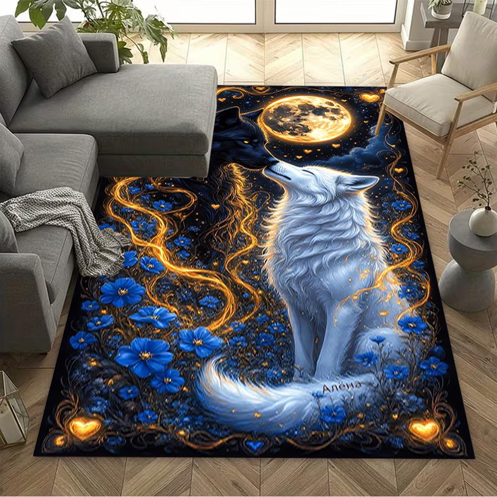 1pc Wolf Pack Forest Design Home Carpet Non-slip Office Decor Gift Living Room Bedroom