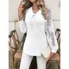 Camisa Blusa Casual de Moda para Mujer, Estampada, Manga Larga, Cuello en V, Primavera-Otoño