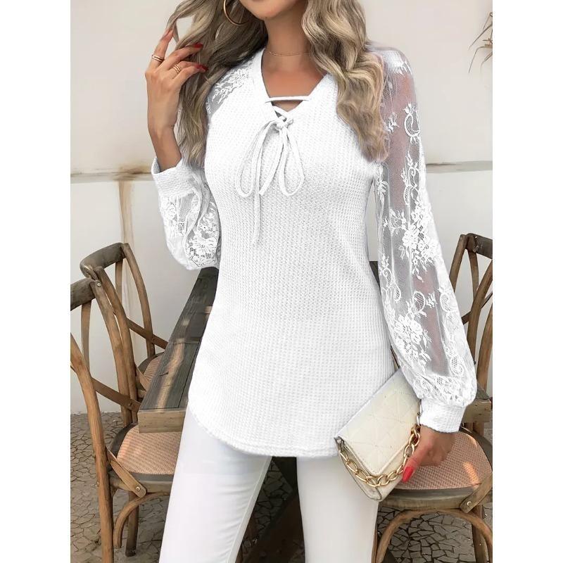 Camisa Blusa Casual de Moda para Mujer, Estampada, Manga Larga, Cuello en V, Primavera-Otoño