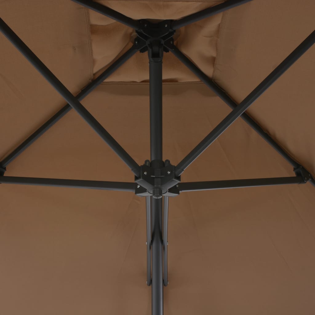 250 X 250 Cm Taupe Sun Umbrella with Steel Pole