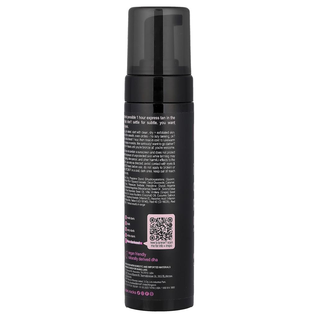 b.tan 1 Hour Express, Self Tan Mousse, The Darkest, 200ml (6.7 Fl Oz)