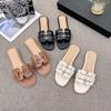 Flat-bottomed Slippers Women's Outer Wear 2025 Summer New Fashion Square Head One-word Drag Versatile Non-slip Cool Slippers