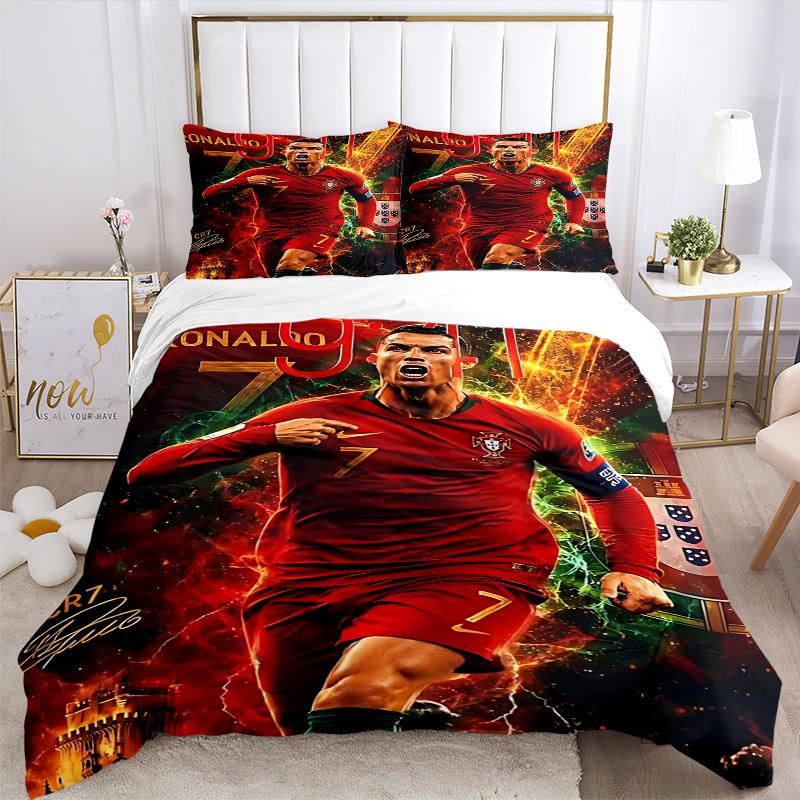 Ronaldo Portugal Soccer Legend Print 3Pcs Bedding Set,Duvet Cover with 2 Bedro,Pillowcase Home Birthday Gift