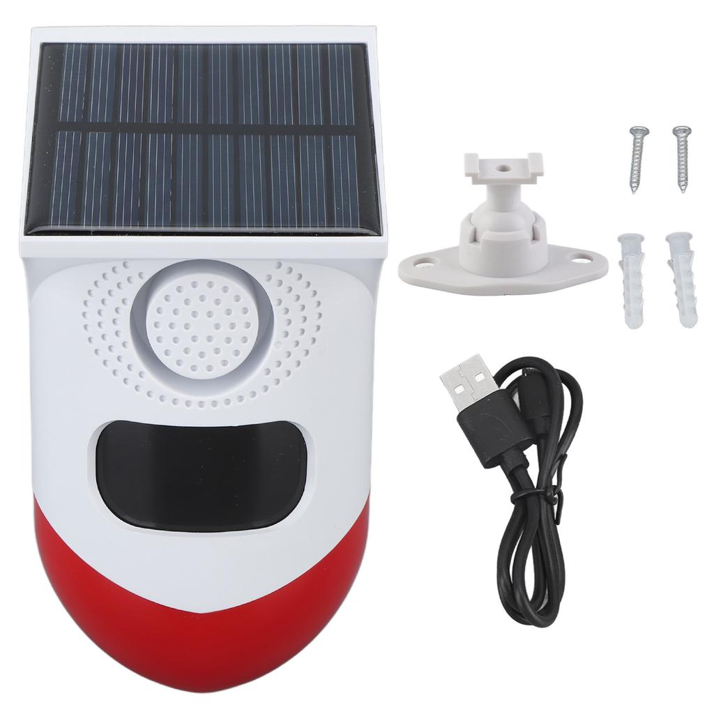 Zewnętrzny Alarm Solarny z Czujnikiem Ruchu Zewnętrzny Bezprzewodowy Alarm Bezpieczeństwa Zasilany Solarnie z Dźwiękiem i Światłem