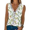 Dekolt w serek koronkowy kwiatowy Print letnie bluzki damskie 2023 koszula na co dzień bez rękawów topy moda damska elegancka koszulka damska odzież 24858