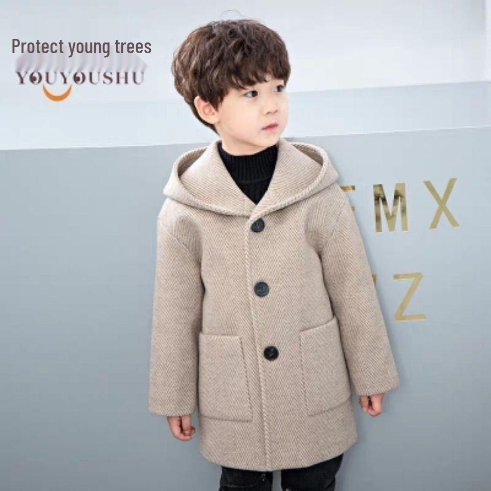 Χειμωνιάτικο μάλλινο παλτό για αγόρια 2023 - Κορεατικό στυλ, μεσαίου μήκους, Μοντέρνα μόδα